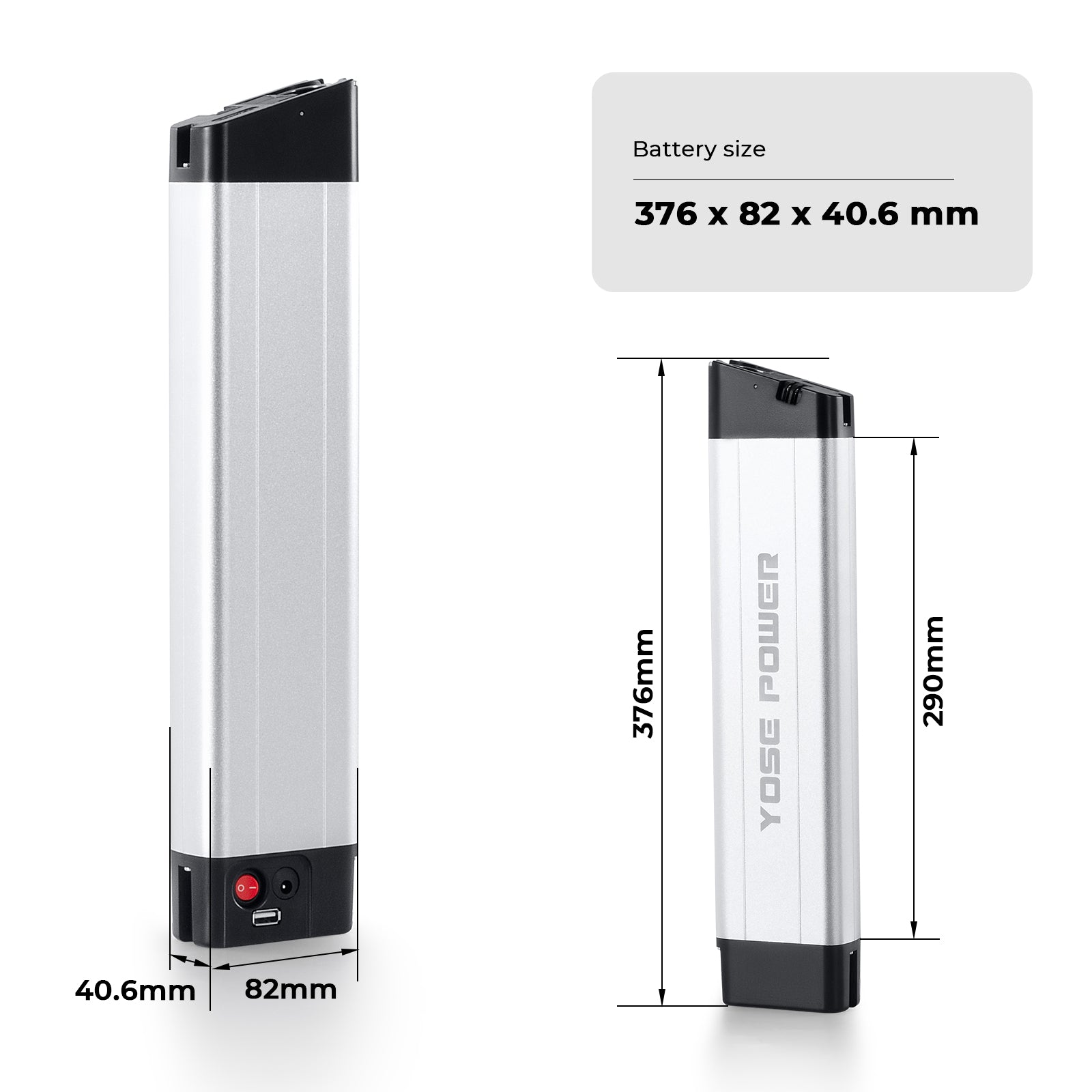 36V9.6Ah(355Wh) E-Bike Li-ion Battery USB Port without Charger Zundapp Z101 and F.lli Schiano