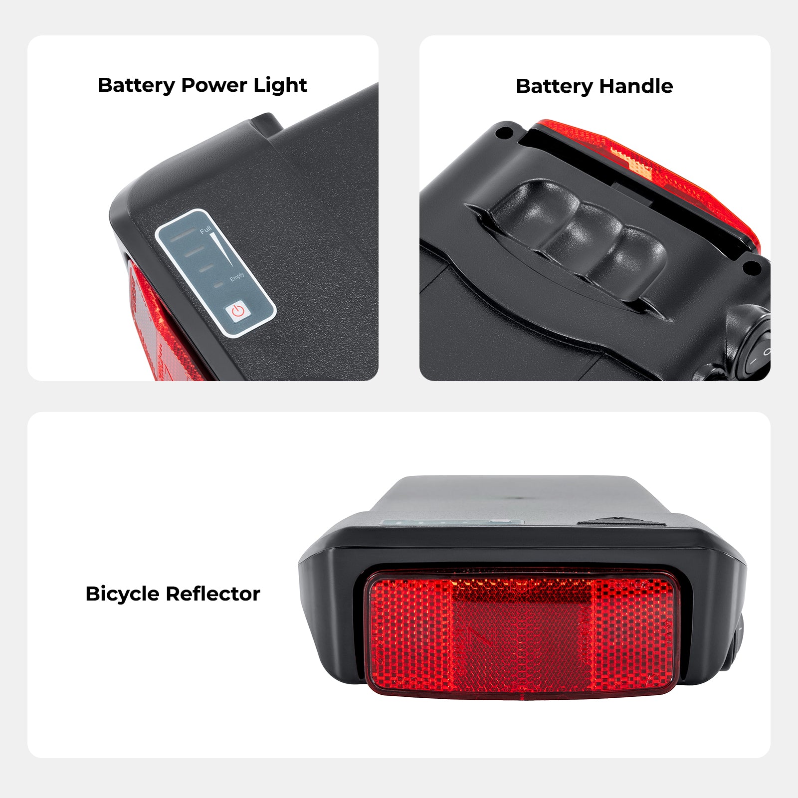 36V12.8Ah(473Wh) E-Bike Li-ion Battery Rear Rack Replacement Battery without Charger for Zündapp/ Fongers Telefunken/ EZEGO