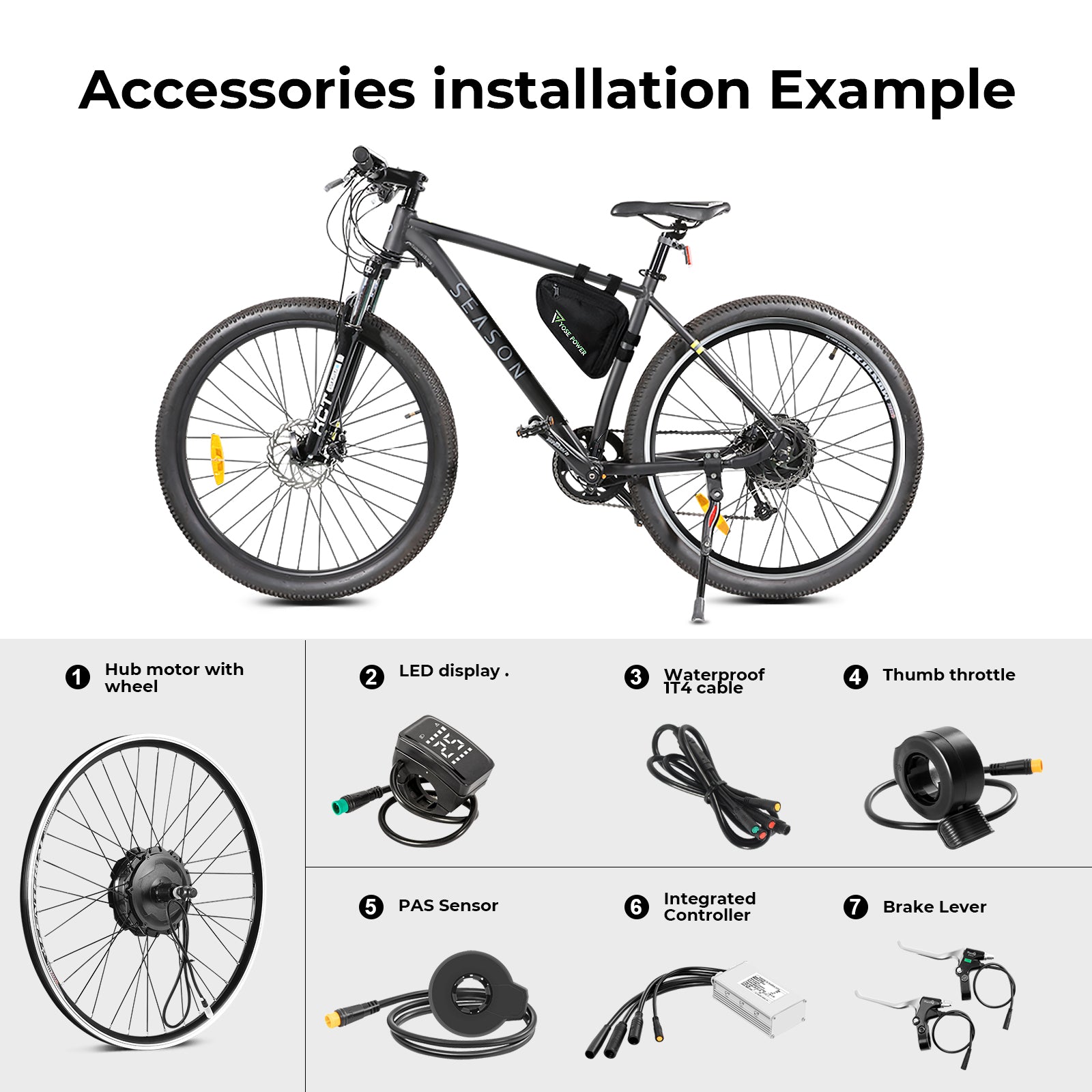48V500W 28" e-bike Conversion Kit Rear Cassette Hub Motor