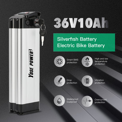 36V10.4Ah/15.6Ah Silver Fish E-Bike Li-ion Battery