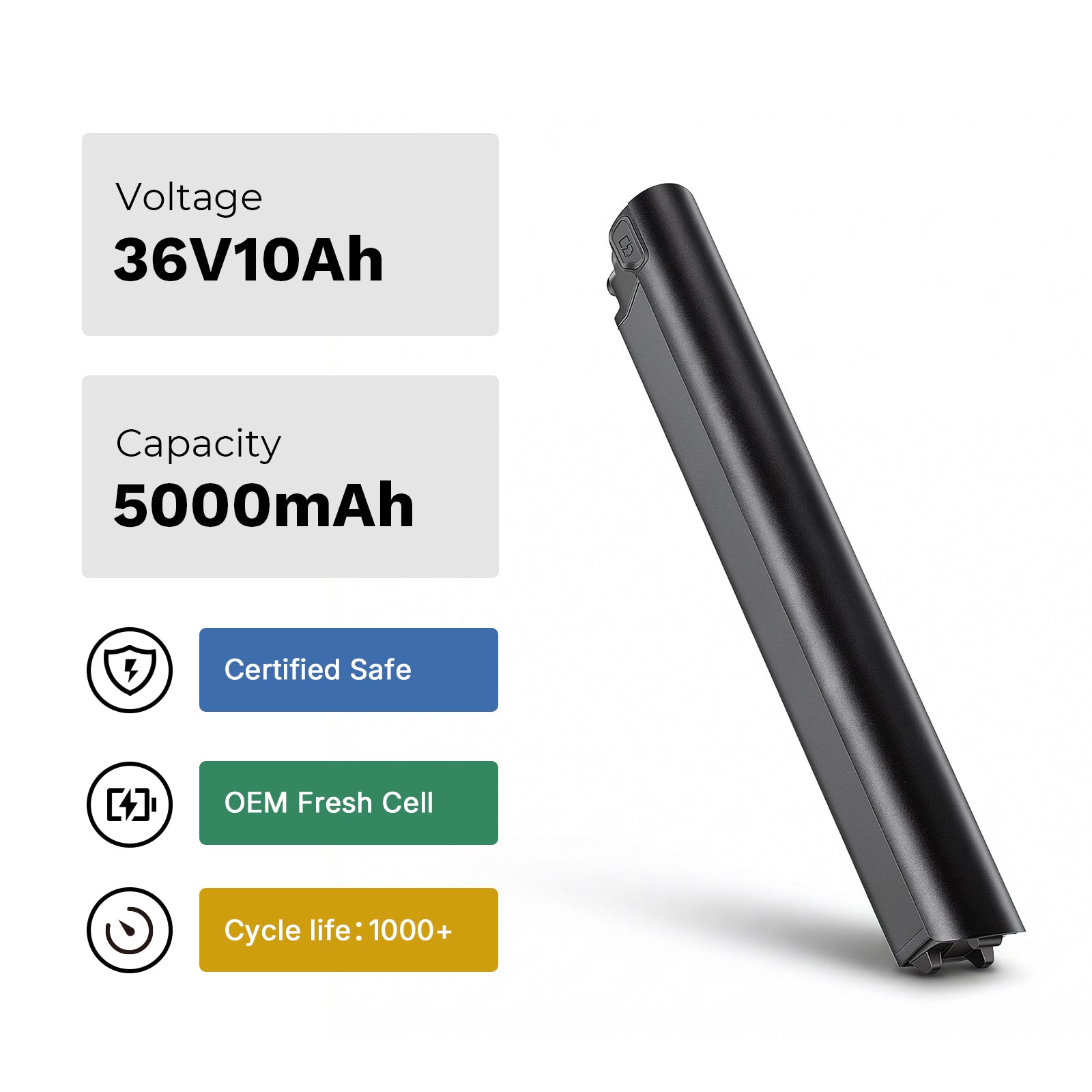 36V10Ah E-Bike Li-ion Replacement  Battery for Tenways CGO600 PRO(Classic Edition) and CGO600 Plus(New Edition)
