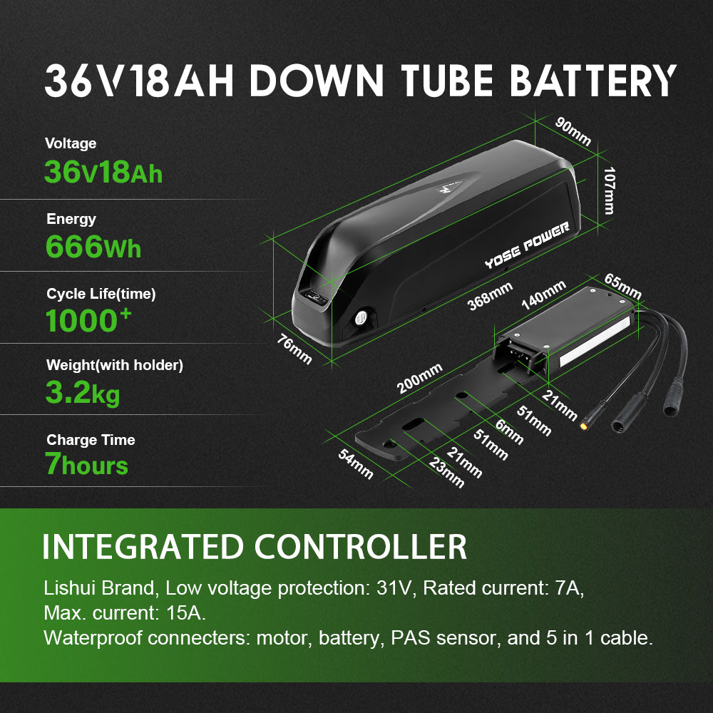 36V250W 26"/28" Front E-Bike Conversion Kit + 36V18Ah HL Mix Battery
