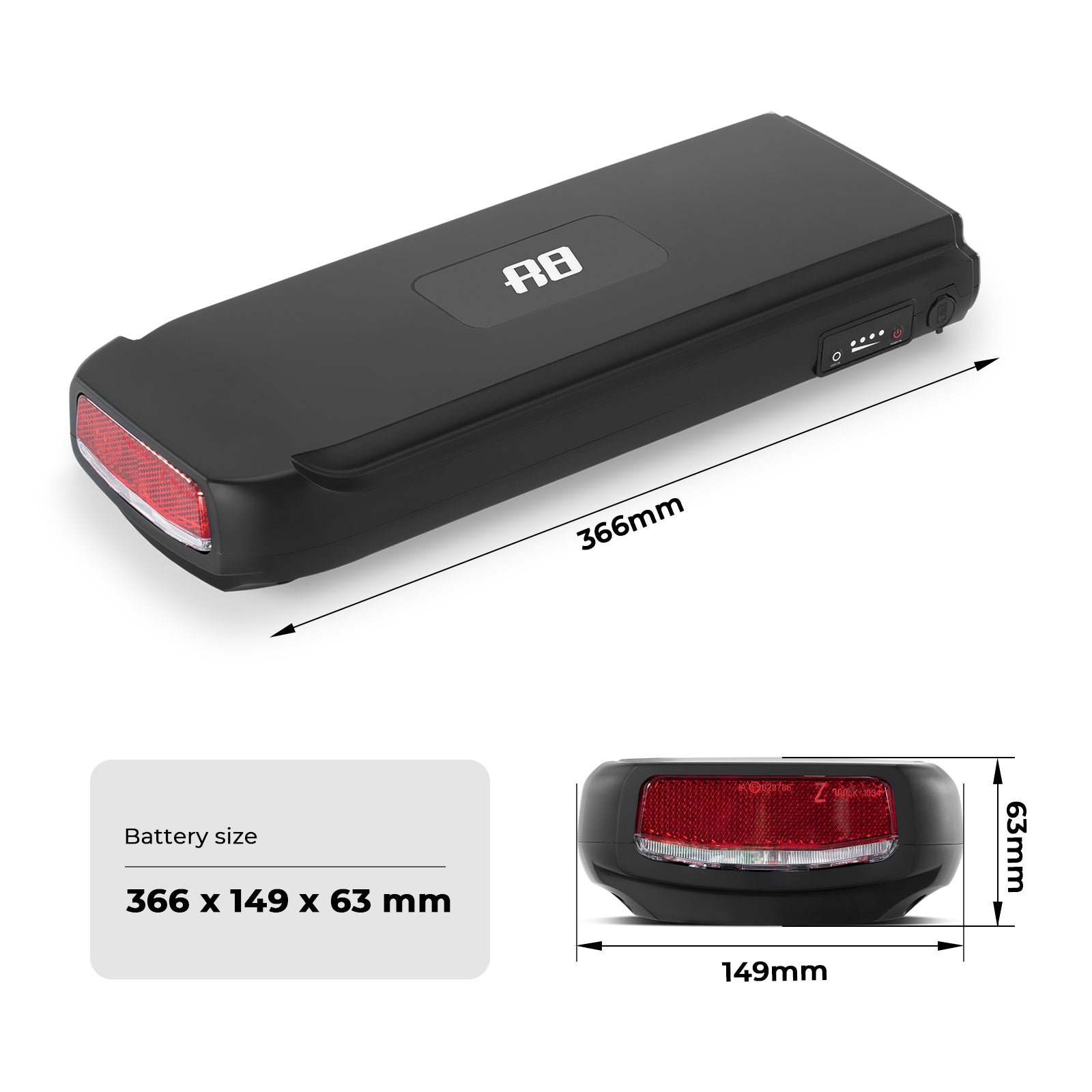 36V12.8Ah(474Wh) E-Bike Rear Battery with Charger for Phylion Joycube SF-03 JCEB360-11
