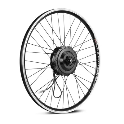 A black electric bicycle hub motor wheel