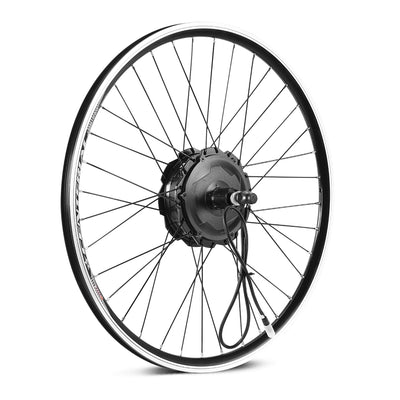 A black electric bicycle hub motor wheel