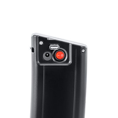 Close-up of the e-bike battery