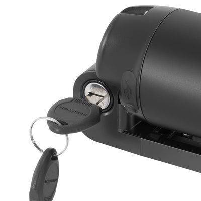 Close-up of the e-bike battery