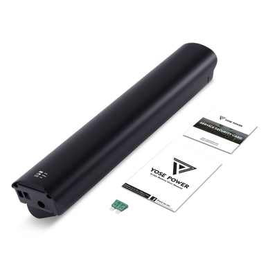 Packing list of the e-bike battery (Model: EBB-036128-NY4), including the battery pack and user manual