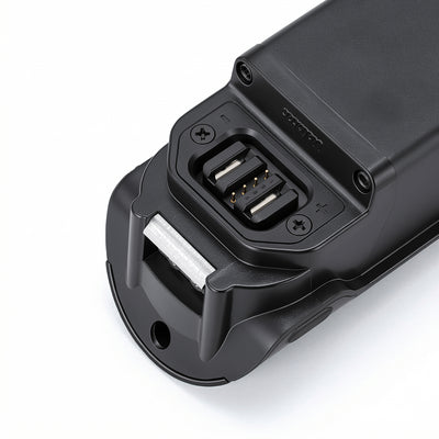 Close-up of the e-bike battery