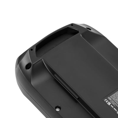 Close-up of a black e-bike battery