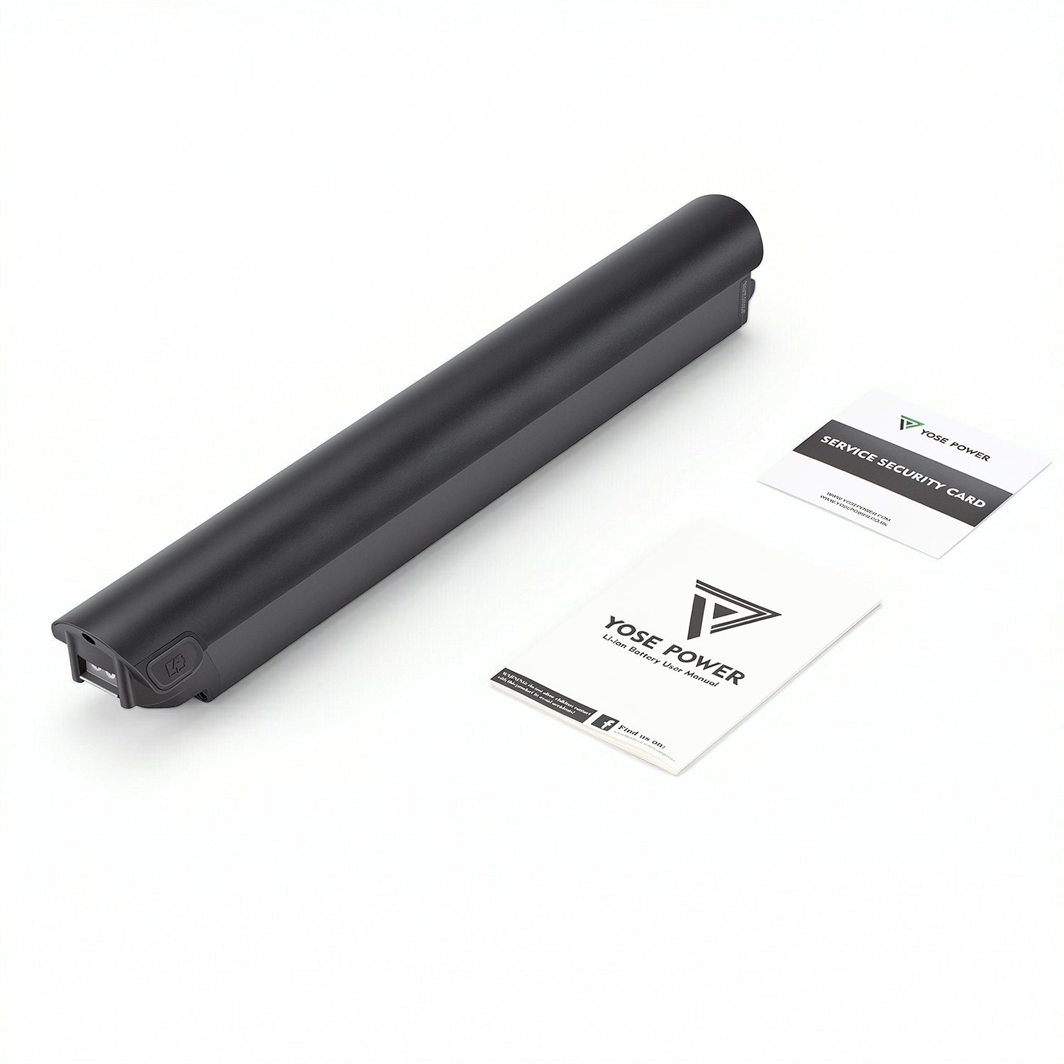 Packing list of the e-bike battery (Model: EBB-036100-JCBH), including the battery pack and user manual