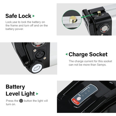 36V10.4Ah/15.6Ah Silver Fish E-Bike Li-ion Battery