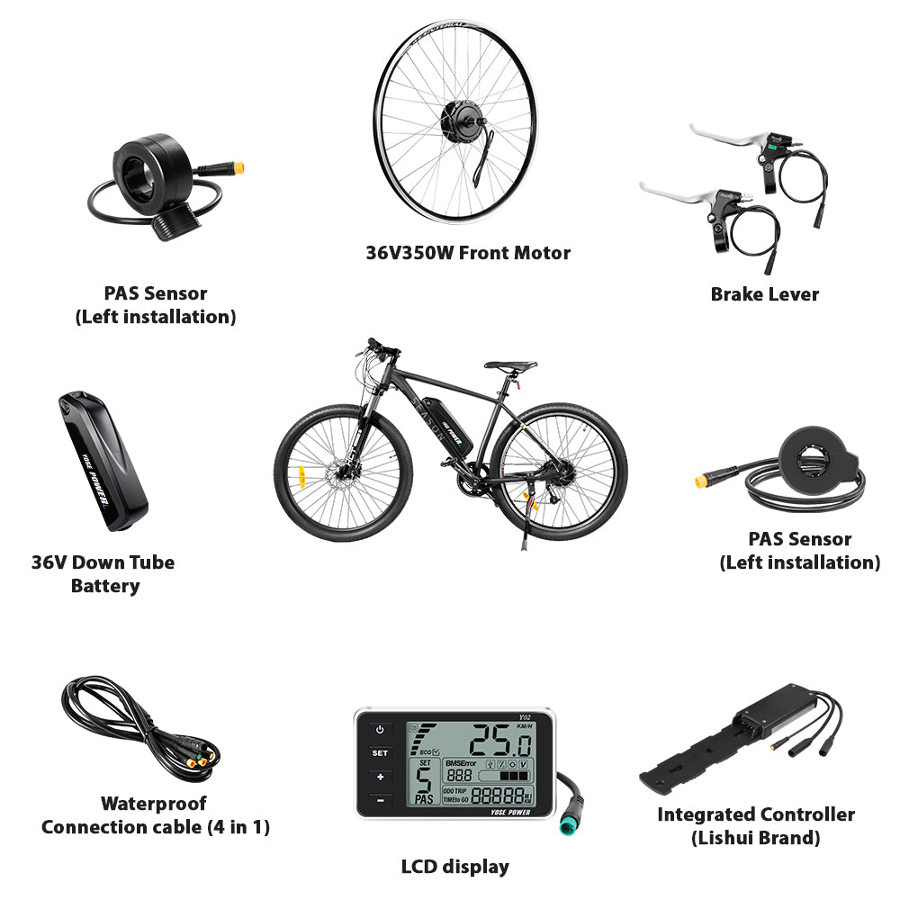36V350W 26"/27.5"/28" Rear E-Bike Conversion Kit for Freewheel with 36V13Ah HL1 Battery