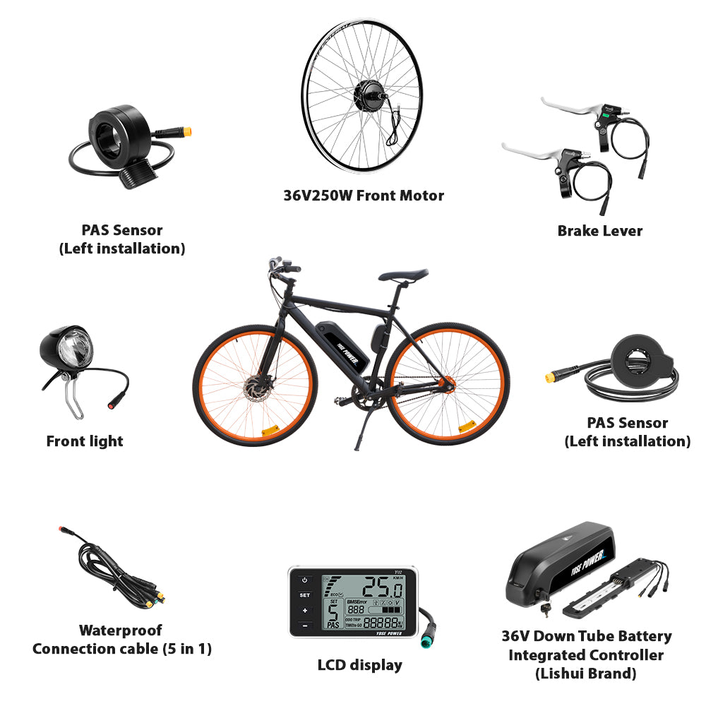 36V250W 26"/28" Front EBike Conversion Kit + 36V15.6Ah HL Plus Batter