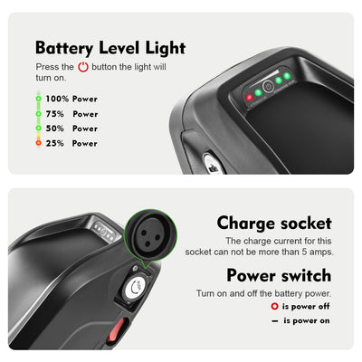 36V15.6Ah/36V17.4Ah/48V13Ah HL1-2 Hailong Down Tube Lithium-ion E-bike Battery